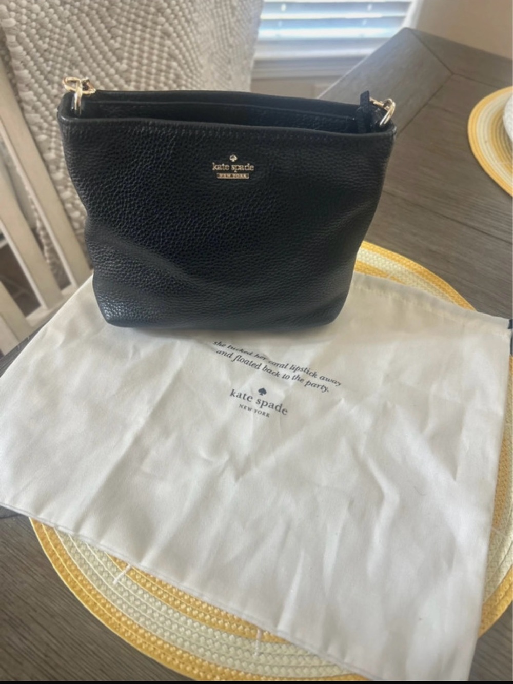 kate spade Black Pebbled Leather Shoulder Bag with Gold Hardware